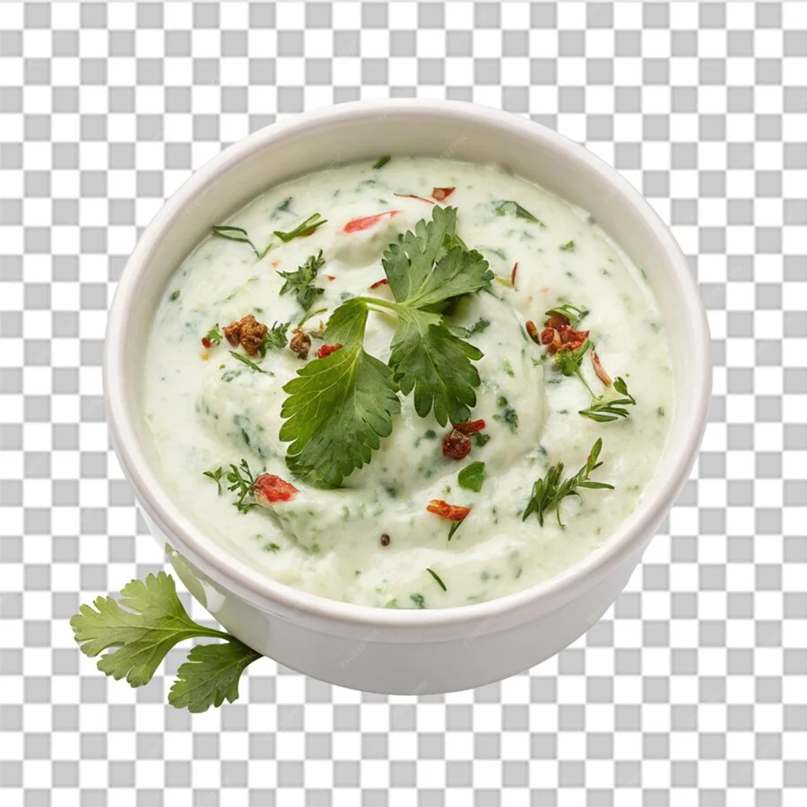 Refreshing Indian raita with herbs and spices