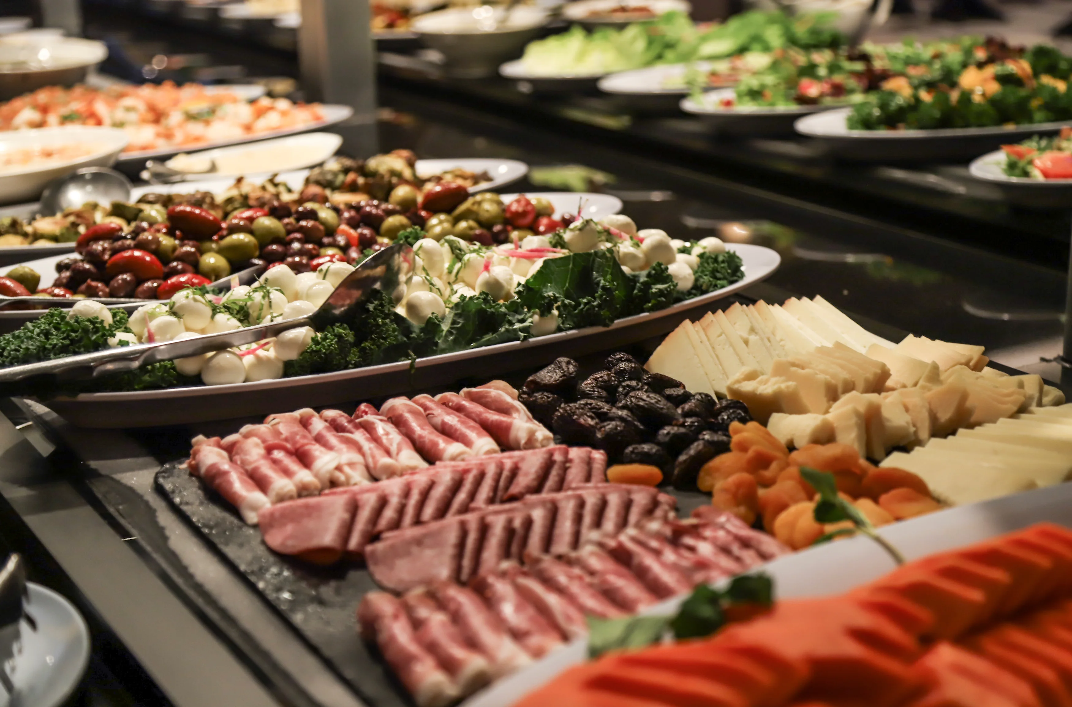 Mediterranean antipasto platter with assorted meats and cheeses