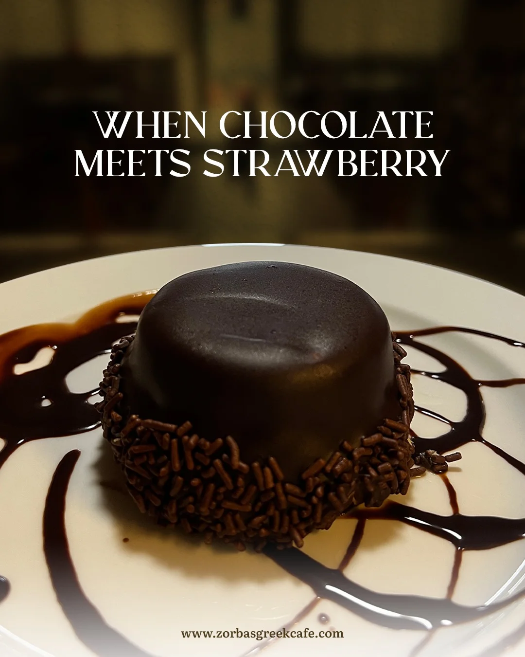 Decadent chocolate dessert with strawberry essence