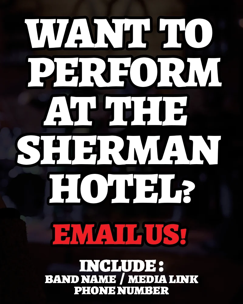 Invitation to perform at Sherman Hotel with contact details