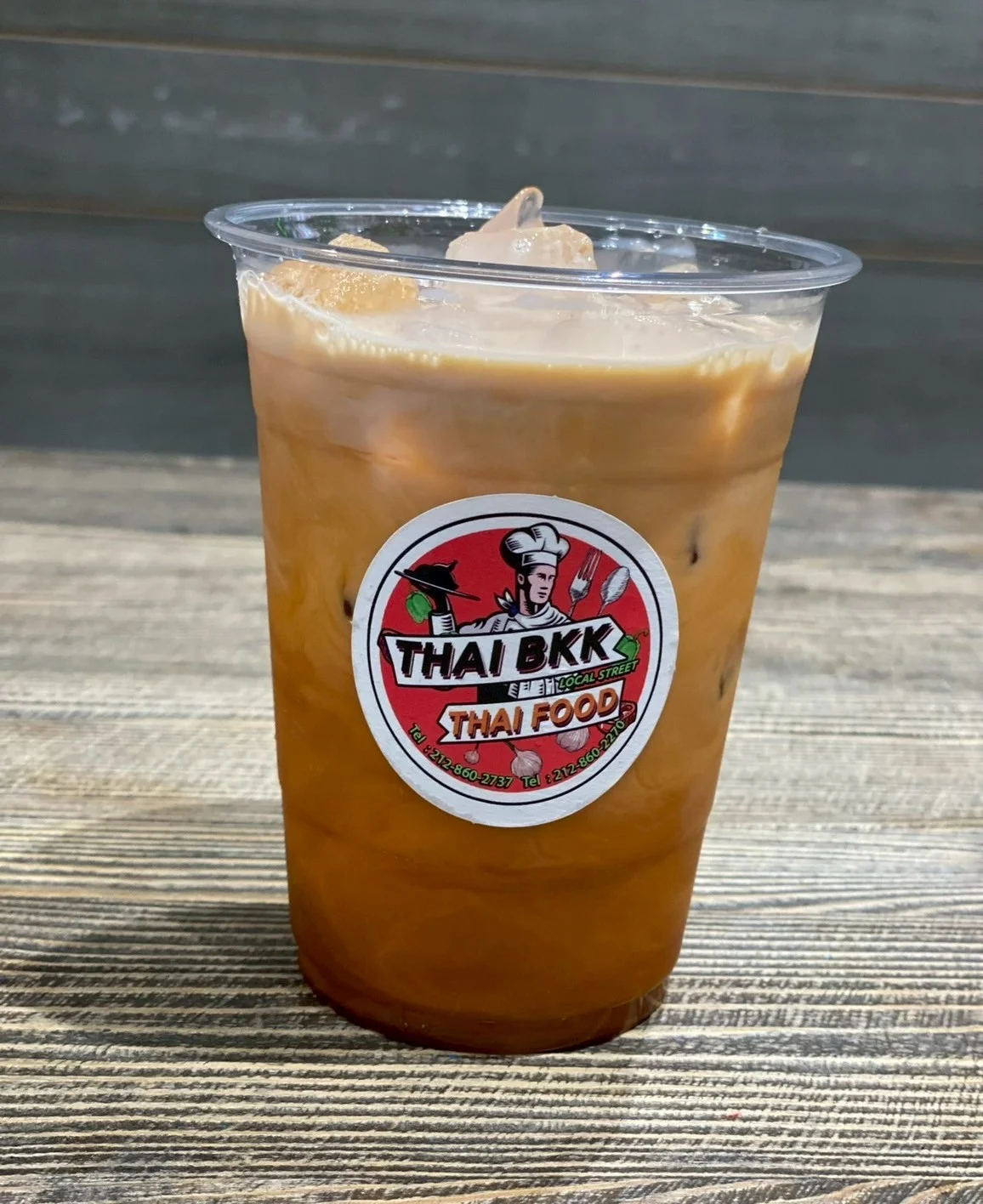Iced Thai tea served in a clear cup