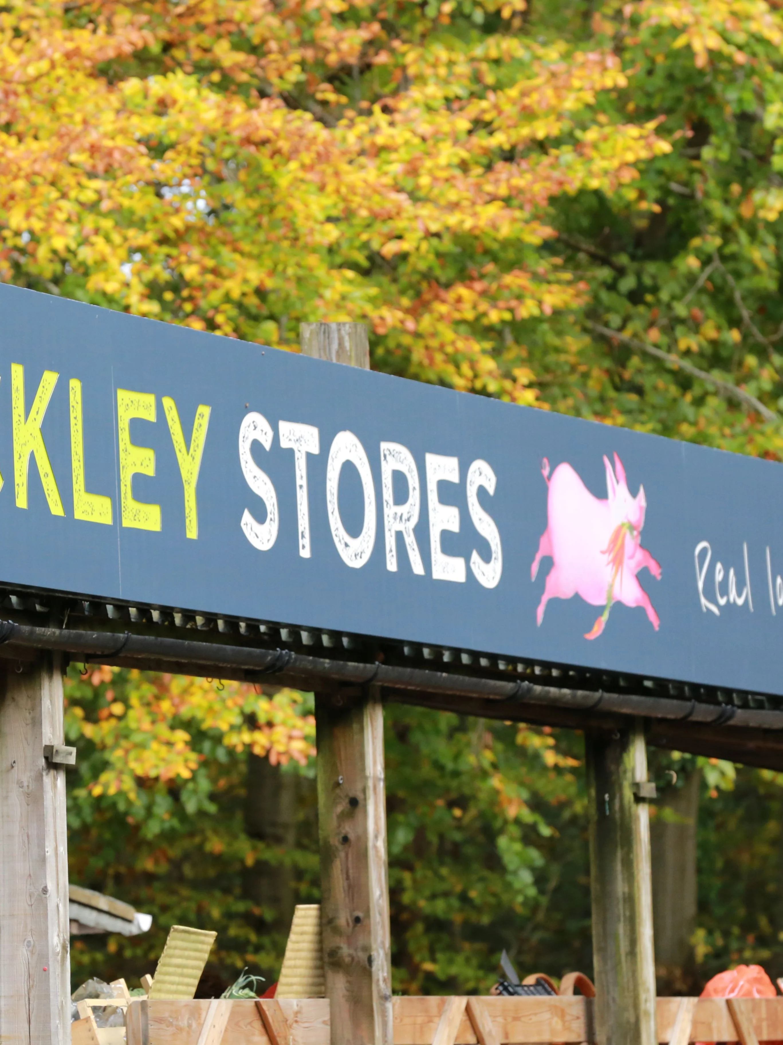 Sign for Brockley Stores featuring local food offerings