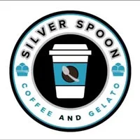 A logo for 'Silver Spoon Coffee and Gelato' featuring a coffee cup with a spoon.