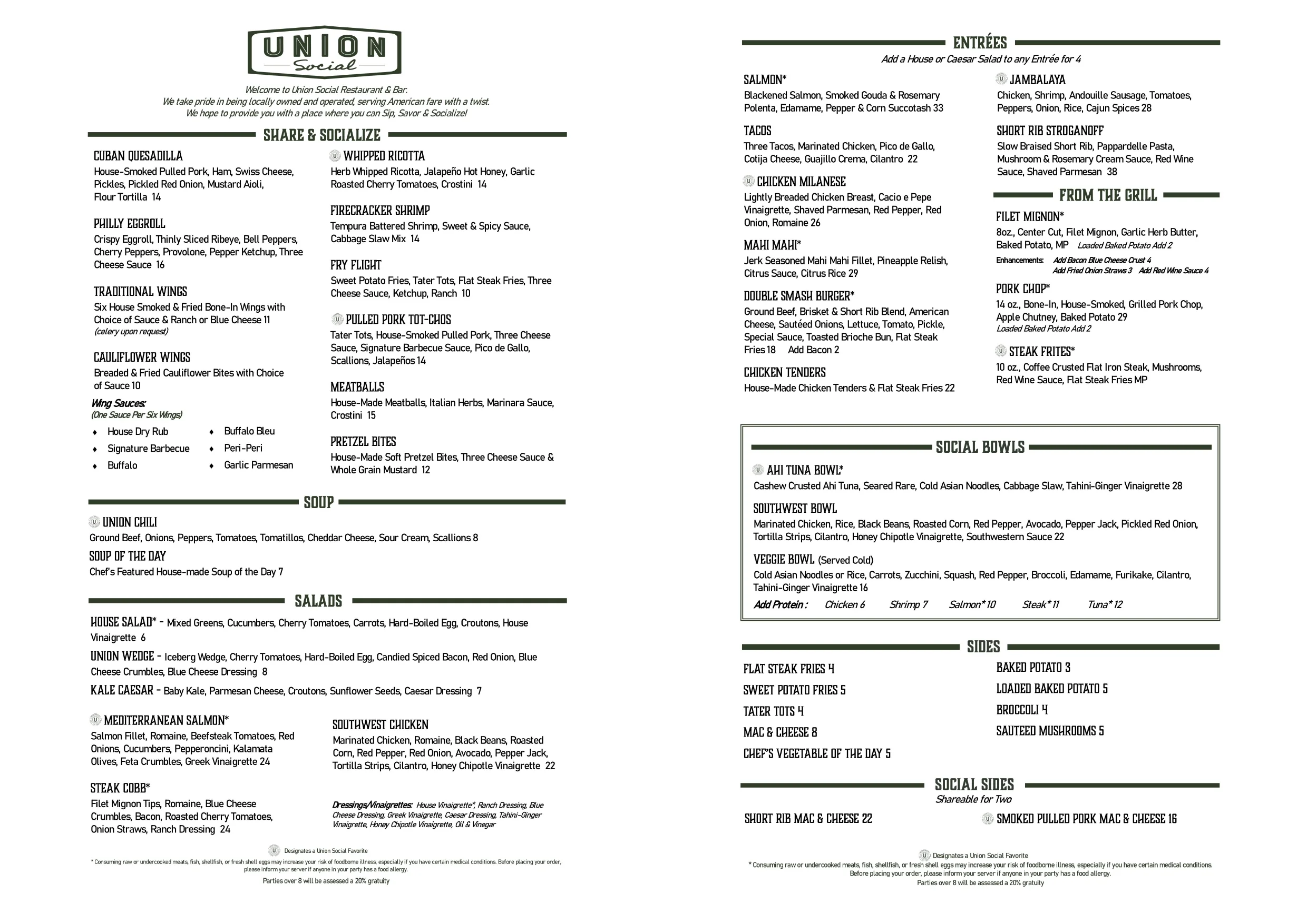 Dinner Menu