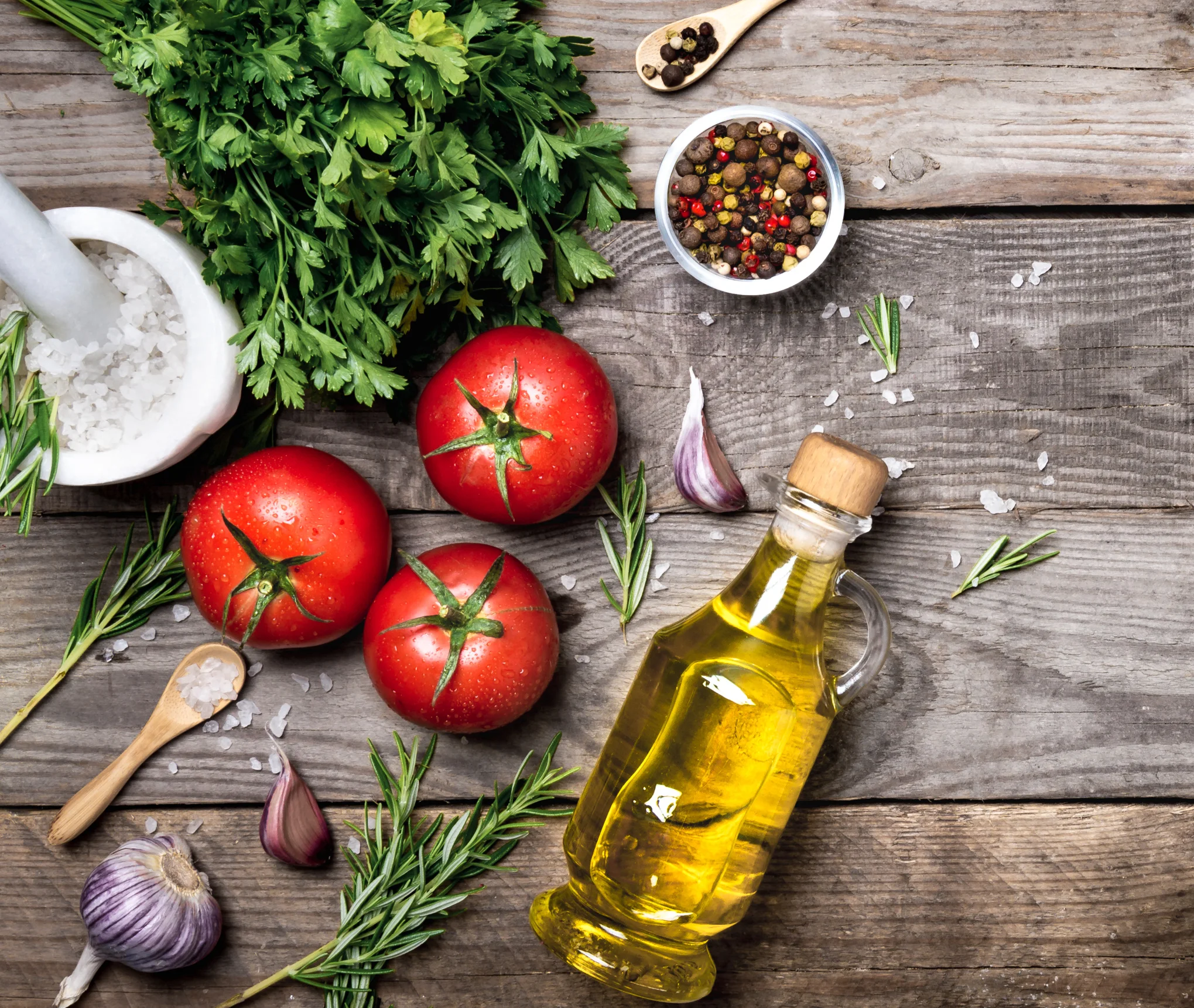 Fresh Mediterranean ingredients for cooking