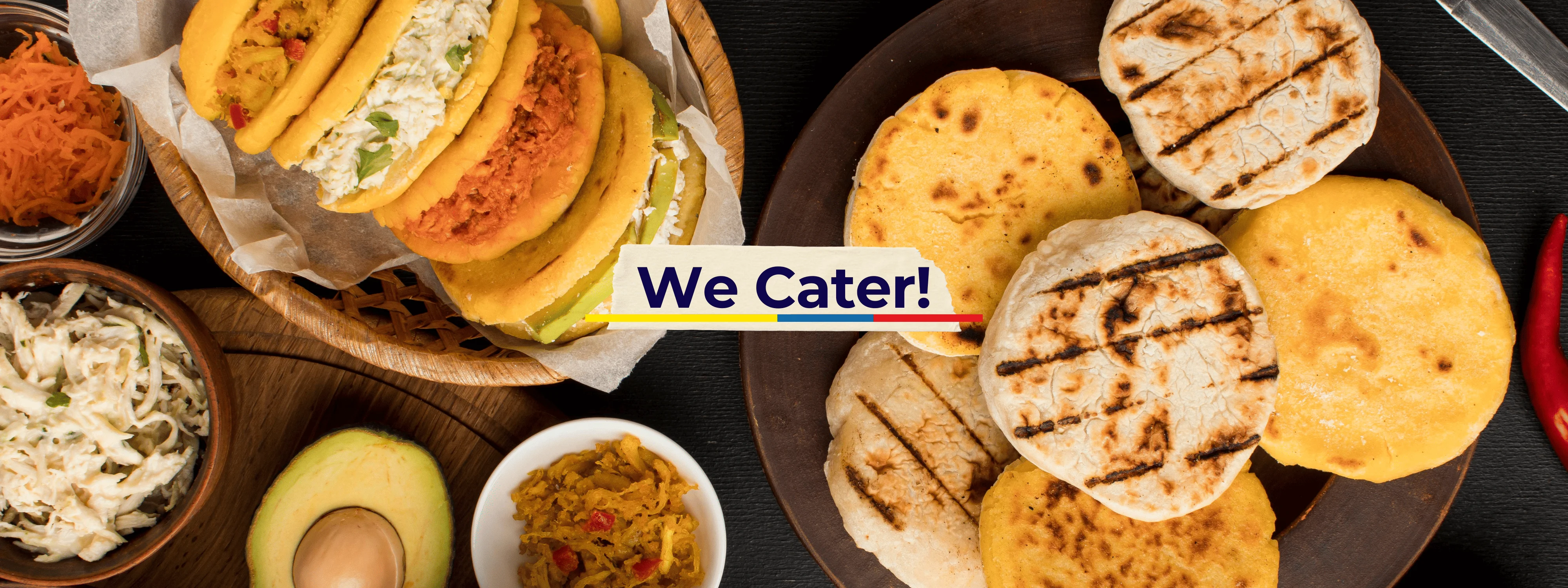 Delicious arepas platter with various fillings