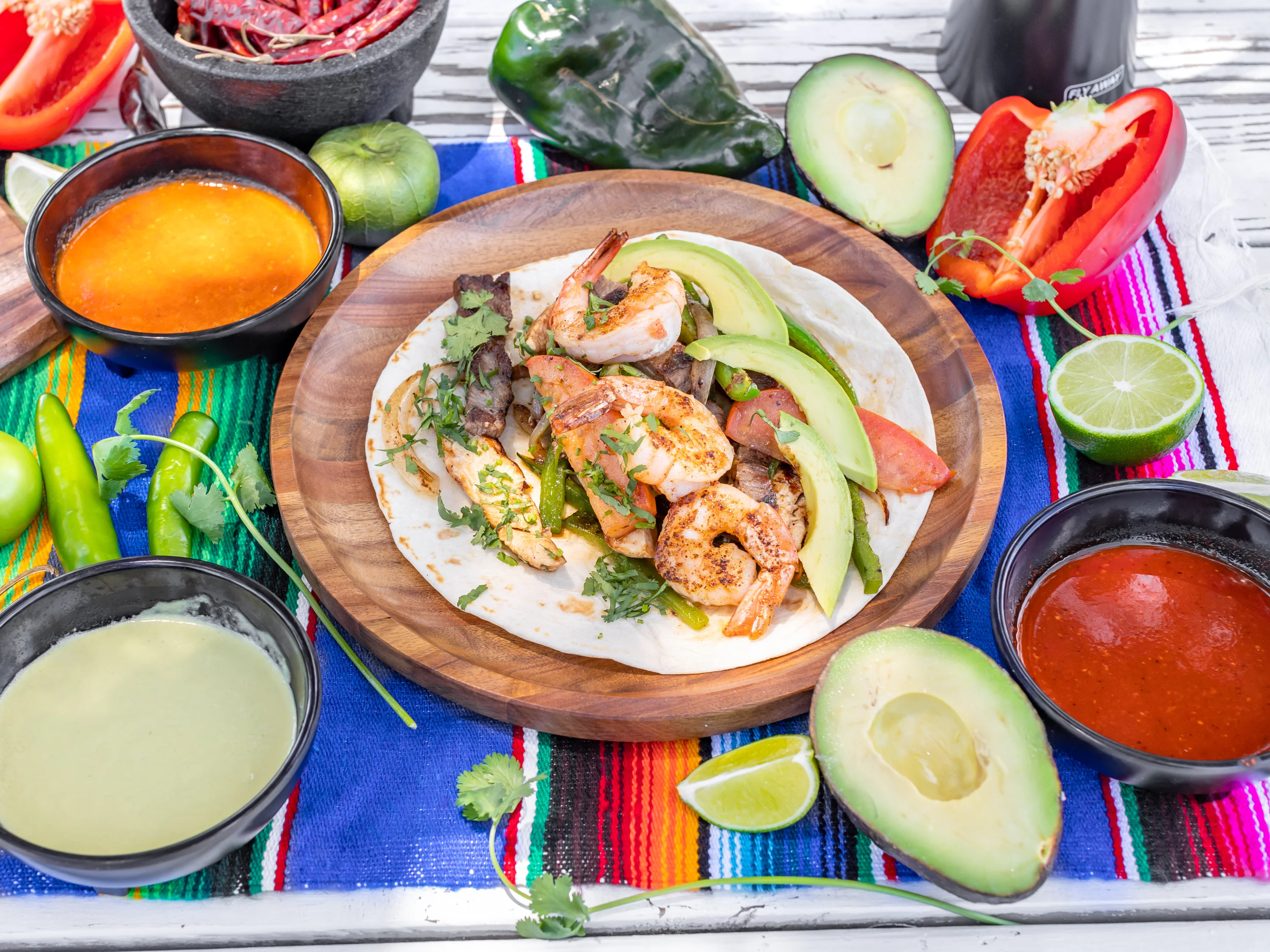 Delicious Mexican shrimp tacos with fresh toppings