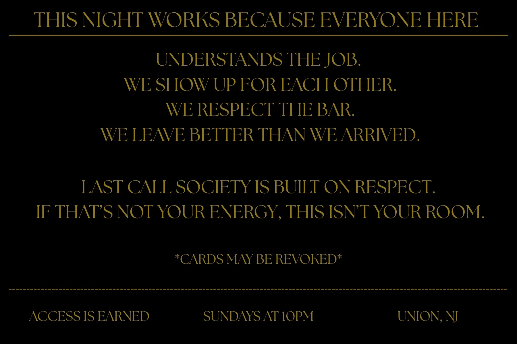 Respectful bar culture guidelines for patrons
