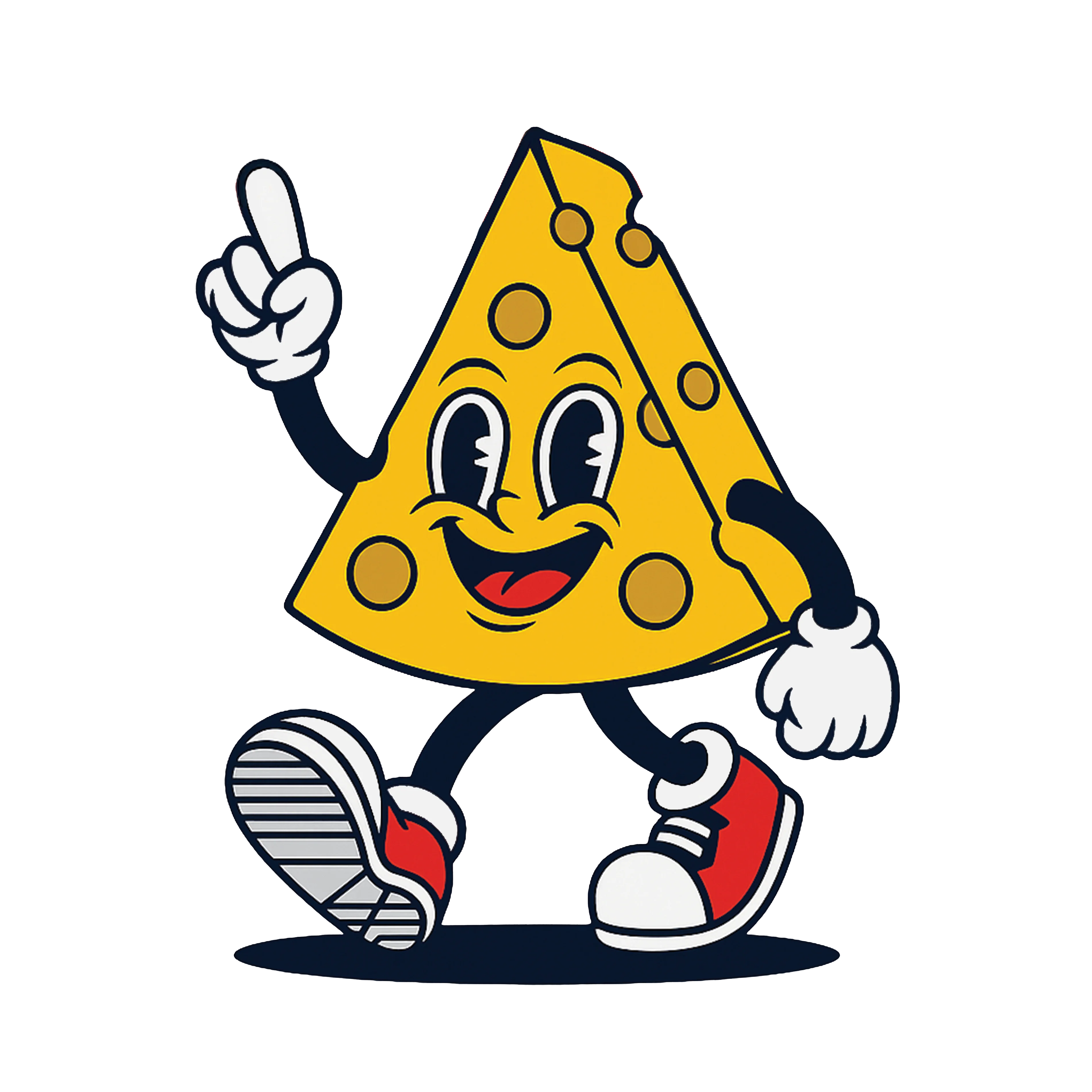 Cheerful cartoon cheese character with a big smile