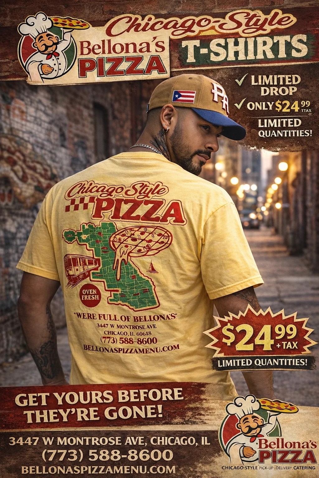 Bellona's Chicago Style Pizza T-Shirt