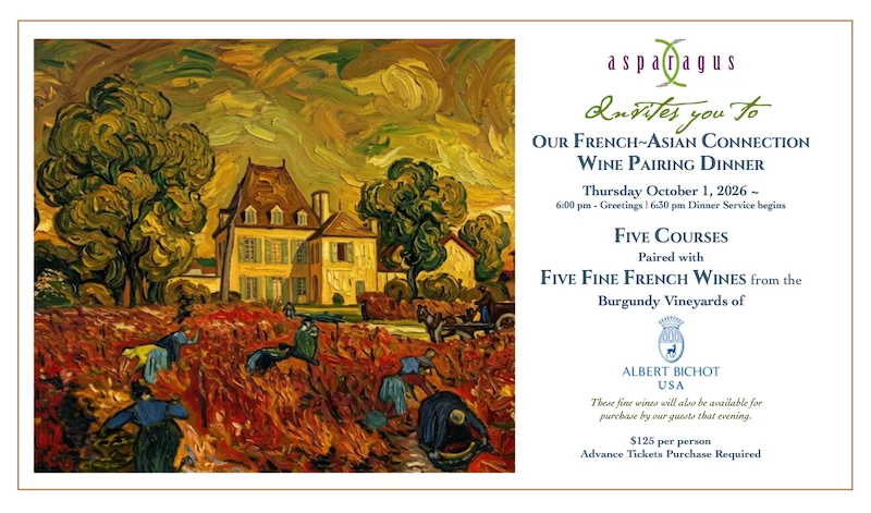 Invitation to a French-Asian wine pairing dinner event