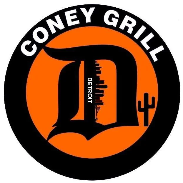 Coney Grill logo featuring Detroit skyline and cactus design