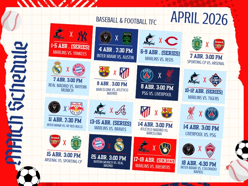 THIS MONTHS SPORTS SCHEDULE