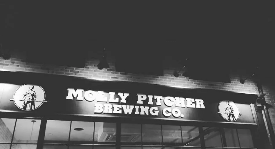 Molly Pitcher Brewing Co. sign at night