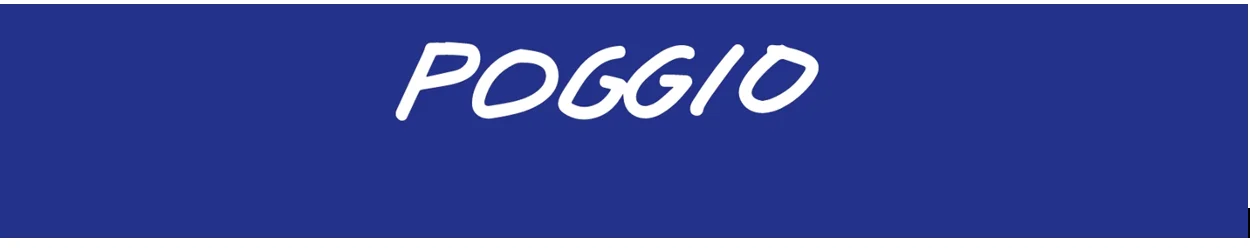 Poggio restaurant logo on a blue background