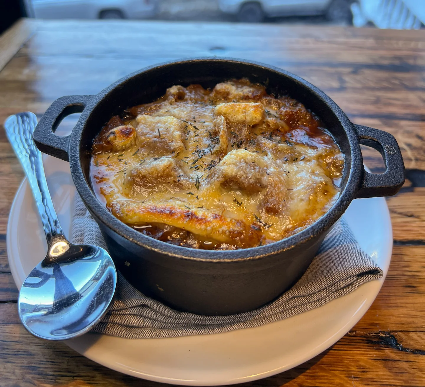 French Onion Soup toasted baguette, broiled comte cheese
