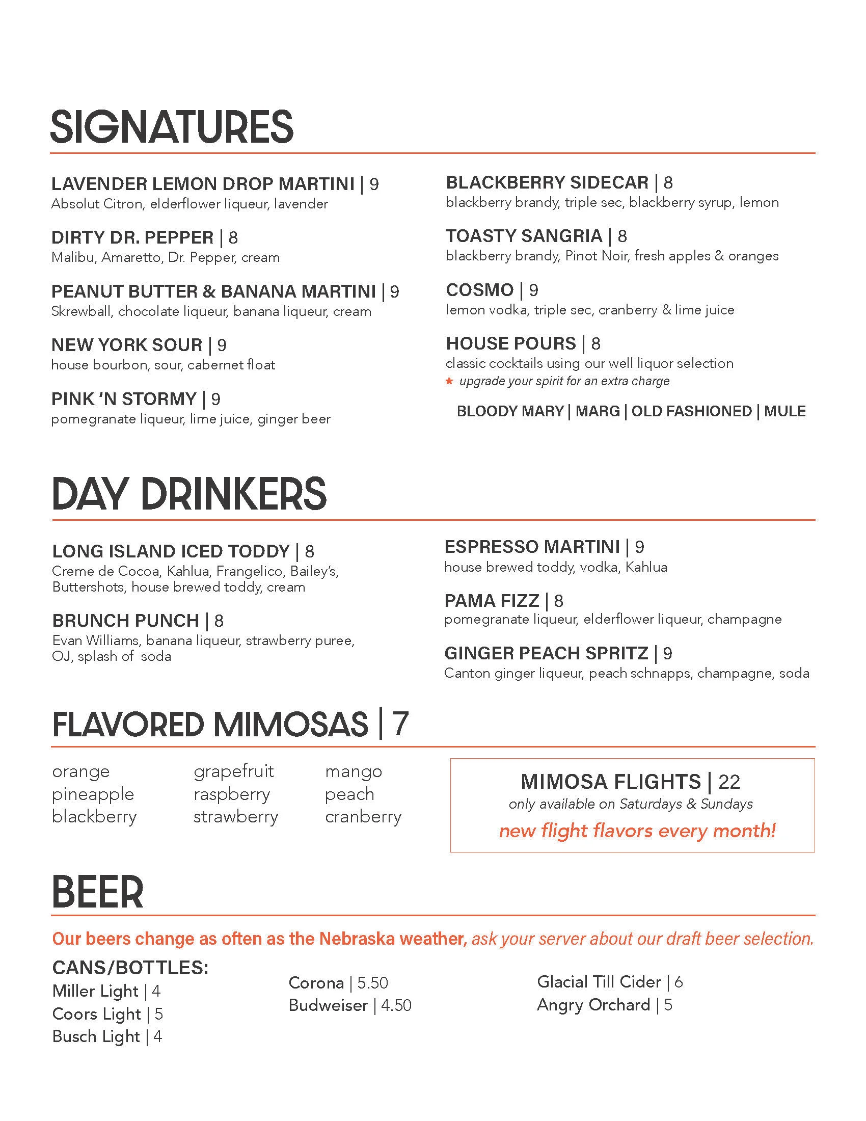 Pair your meal with a beer, glass of wine, or a non-alcoholic drink.