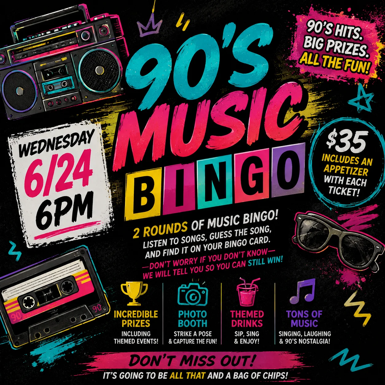 90's music bingo night