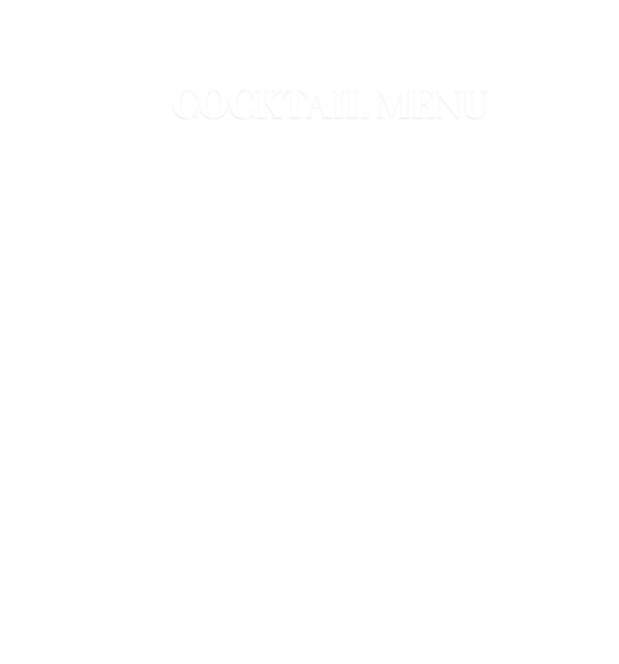 Cocktail menu featuring various drinks and ingredients.