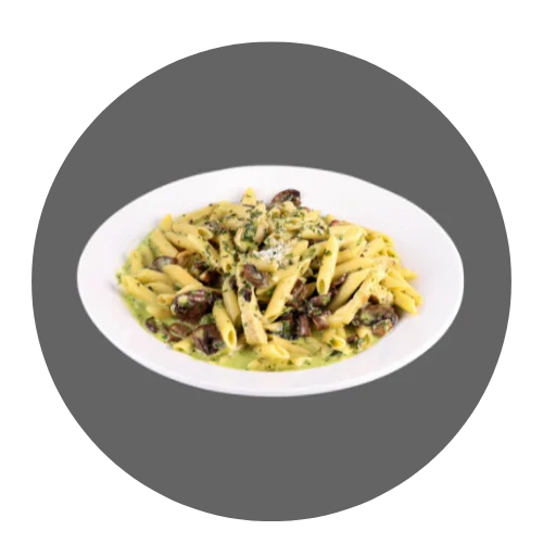 Creamy penne pasta with mushrooms and herbs