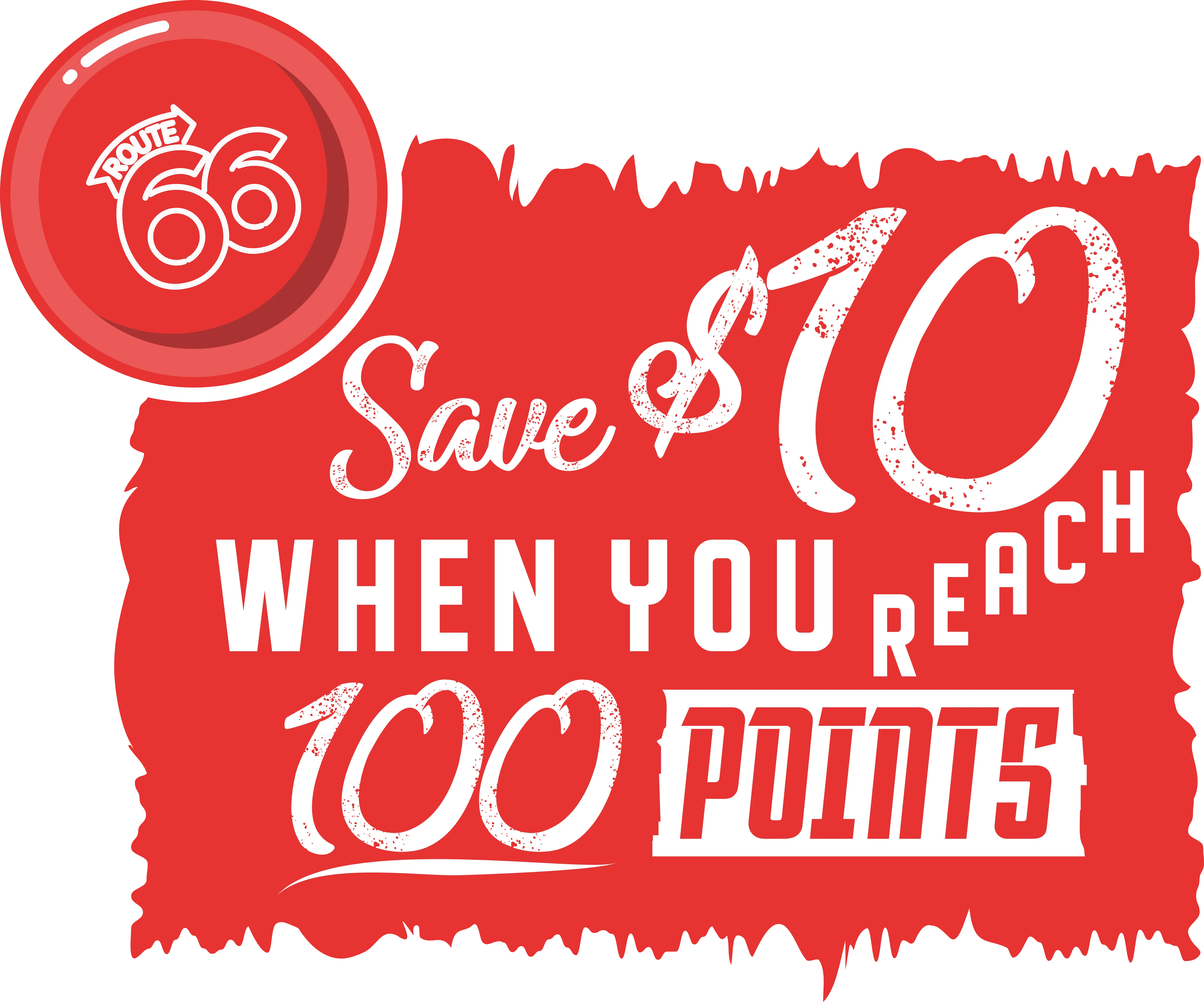 Promotional graphic for Route 66 loyalty program savings
