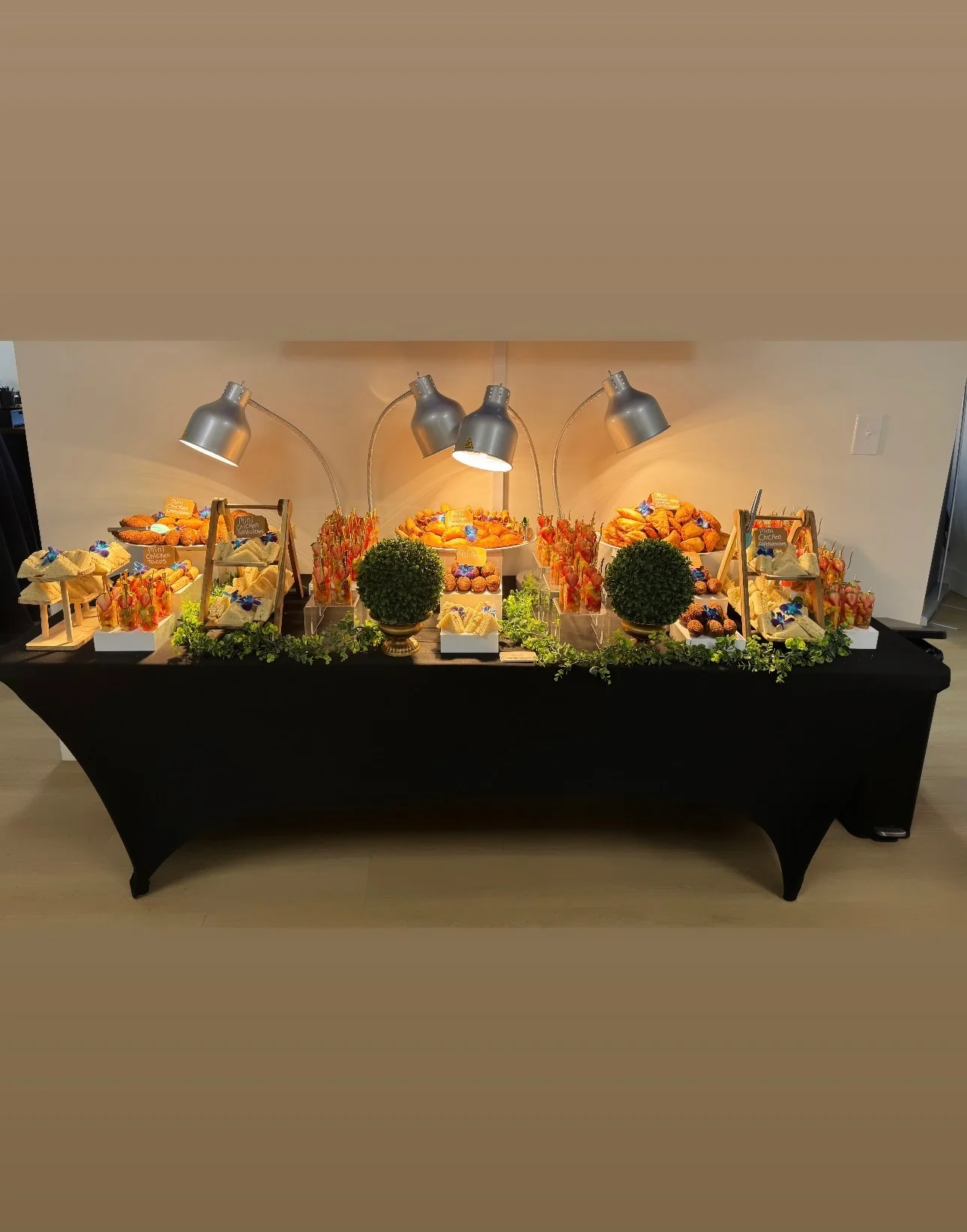 Elegant dessert display with colorful pastries and decorative elements