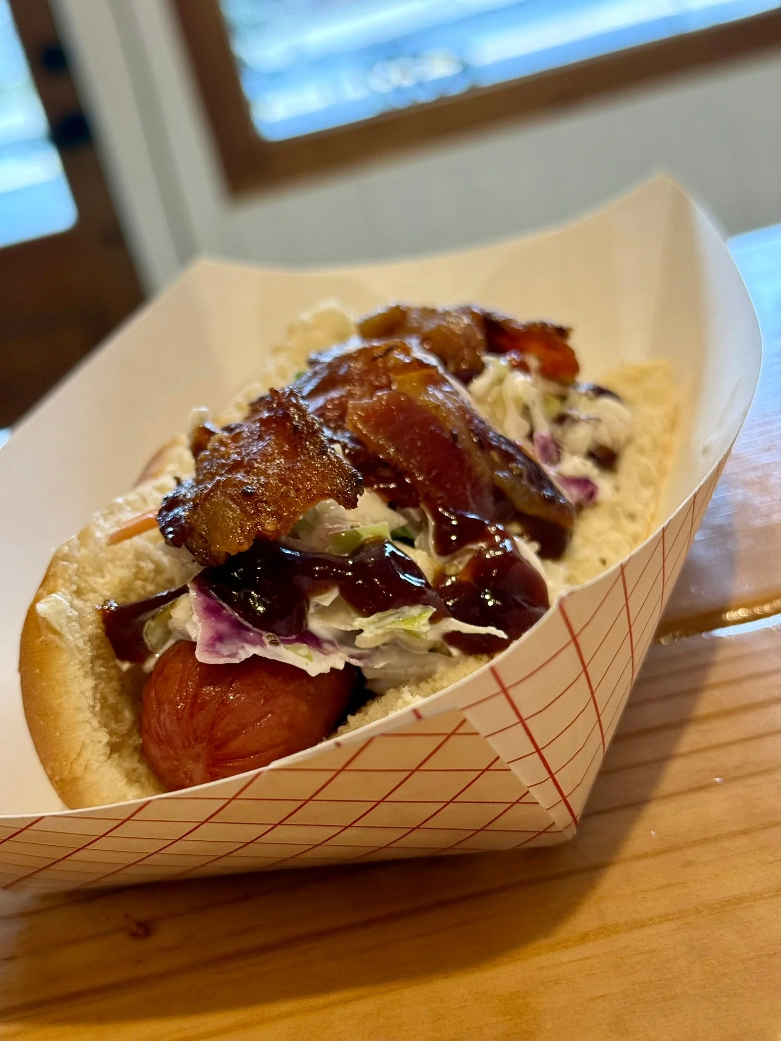 A loaded hotdog