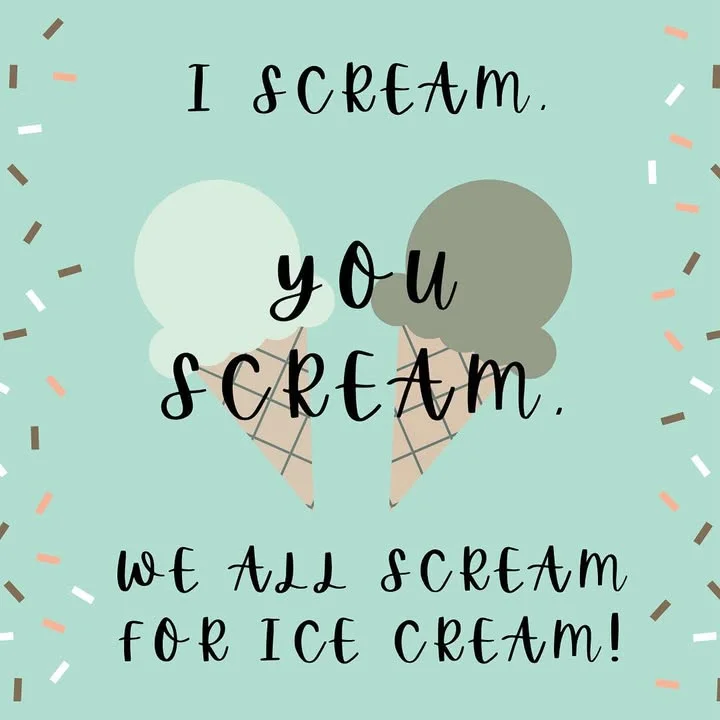Playful ice cream graphic with fun text about ice cream