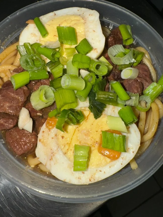 Savory Japanese ramen with beef and soft-boiled eggs