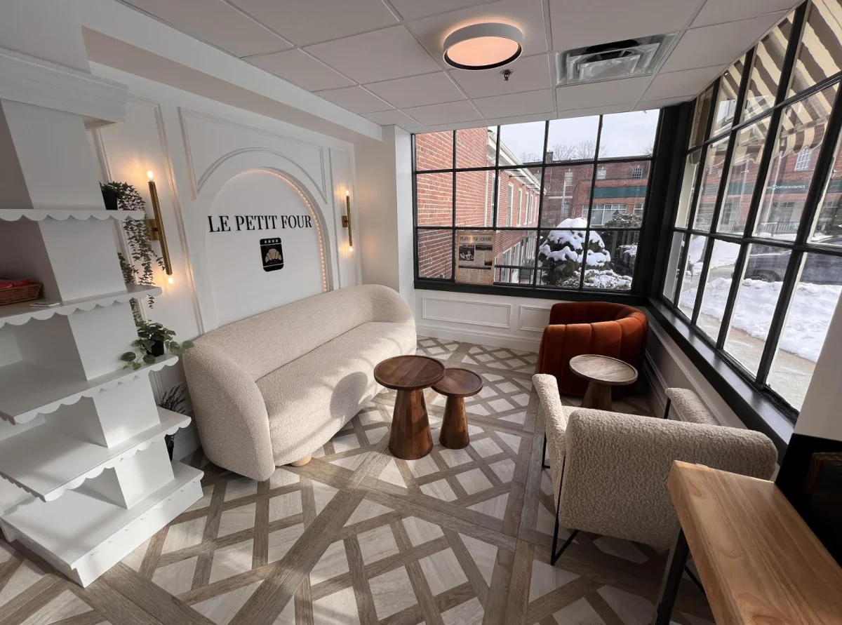 Cozy lounge area with comfortable seating and warm lighting
