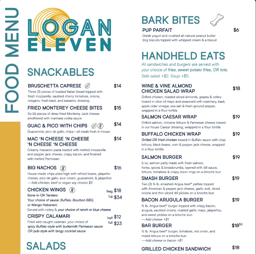 Logan Eleven Food Menu