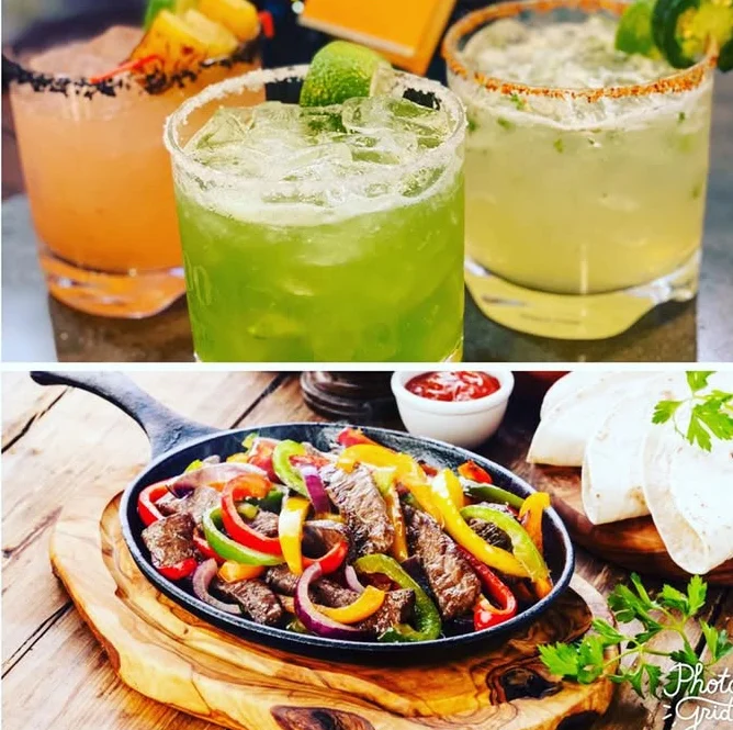 Colorful margaritas and sizzling fajitas served in a vibrant restaurant setting
