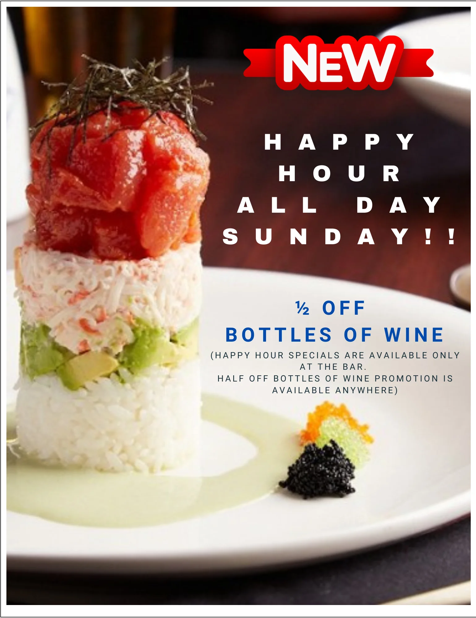 Sushi tower with crab and spicy tuna, showcasing Japanese cuisine