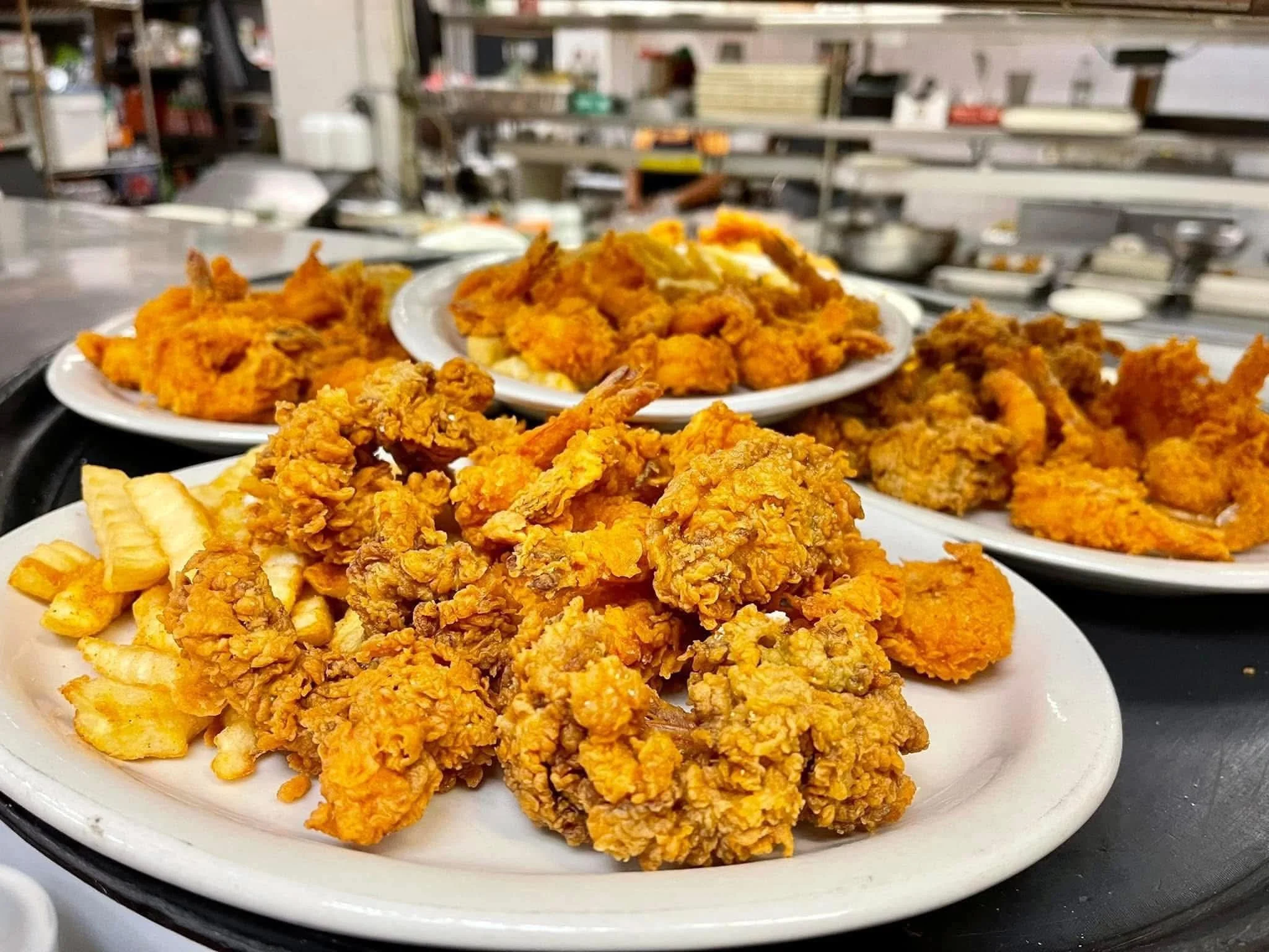 An array of fried foods at Fannett