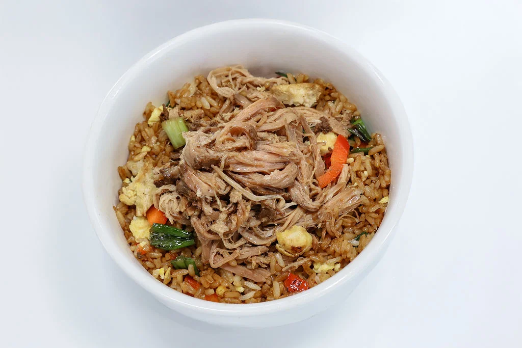 Savory Chinese pulled pork fried rice bowl