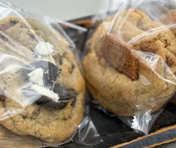 Assorted fruit danishes in a bakery box