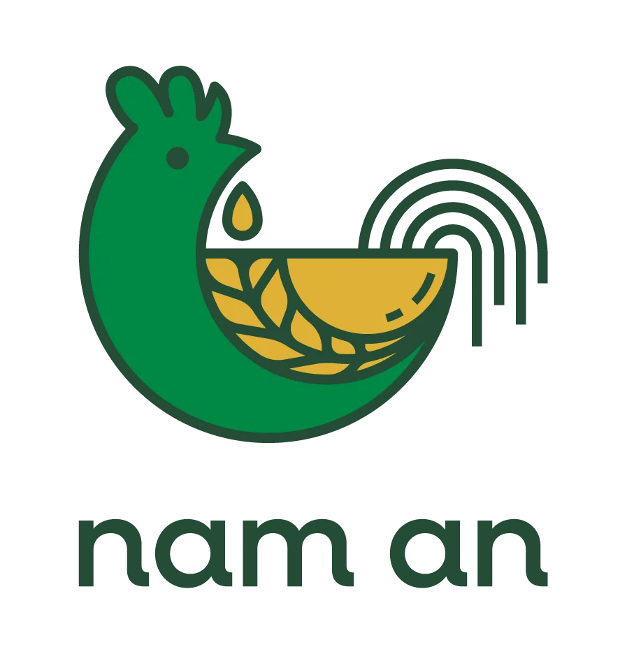 Logo of Nam An, a Vietnamese restaurant featuring a stylized chicken design