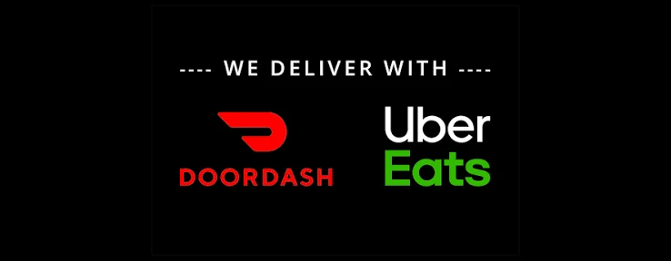 Delivery service logos for DoorDash and Uber Eats