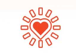 Stylized heart and sun icon representing love and warmth