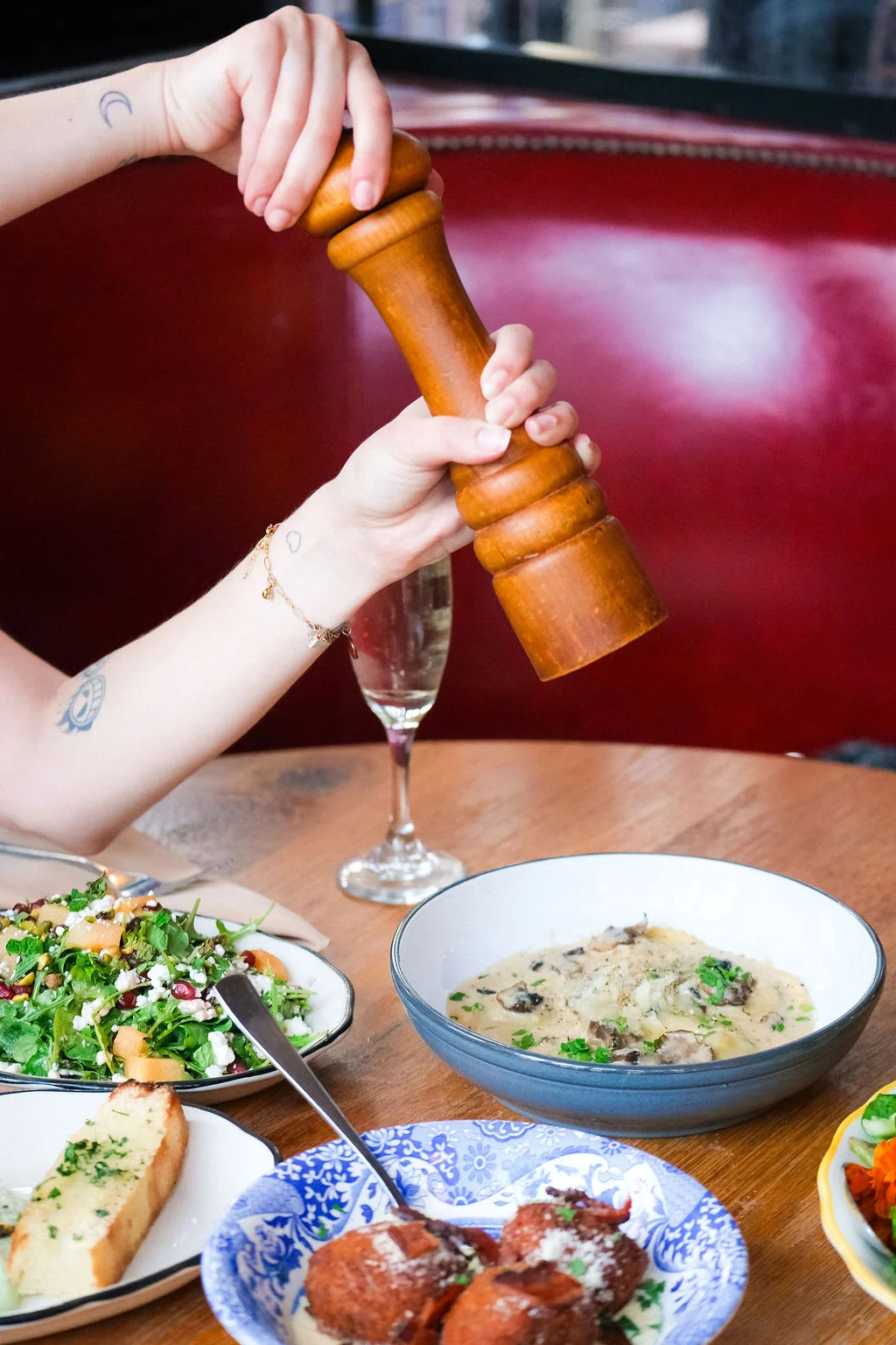 Creamy risotto served in a cozy restaurant setting