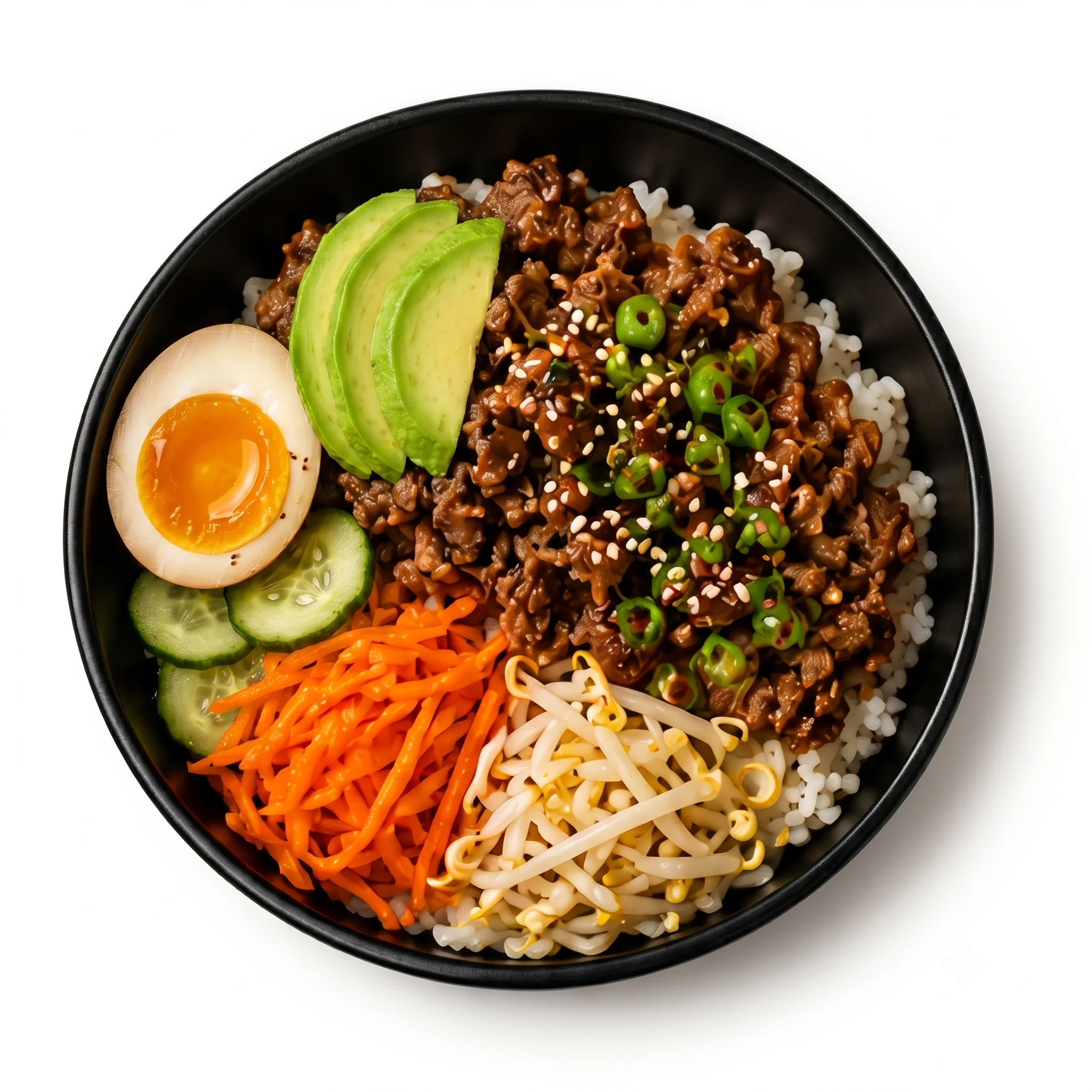 Bowl of rice topped with crispy chicken, vegetables, and sauce.