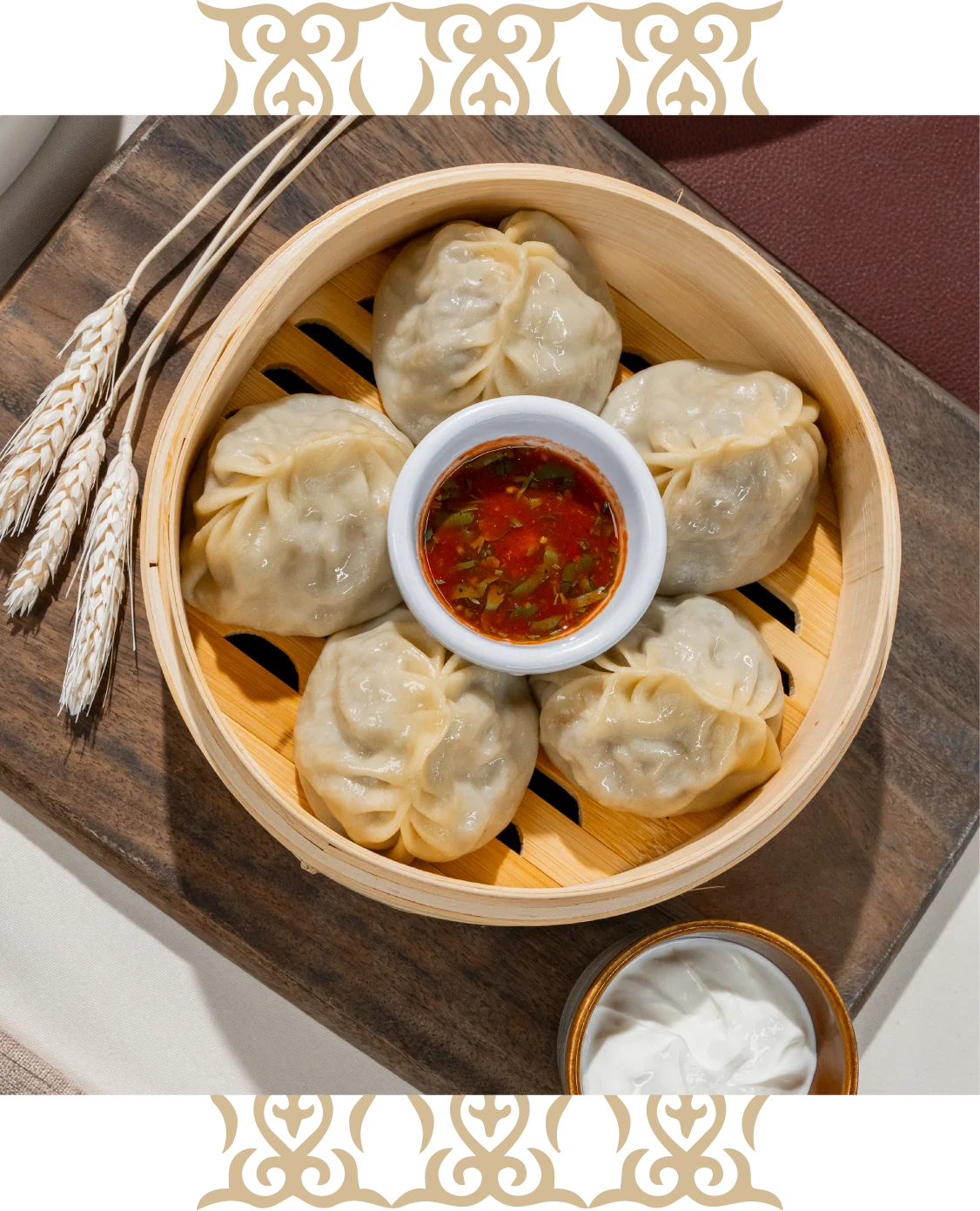 Delicious Nepali momo dumplings with dipping sauce