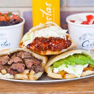 Delicious Venezuelan arepas with various fillings