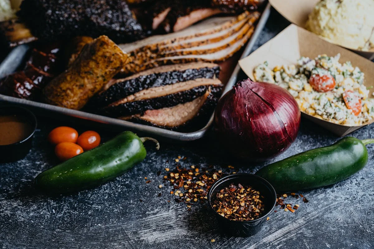 Texas-style barbecue platter with smoked meats