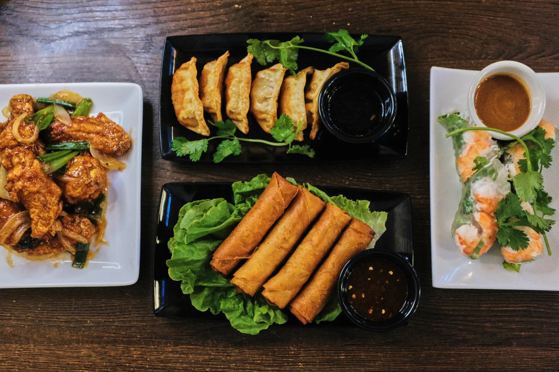 UTea Wings, eggrolls, potstickers, and spring rolls