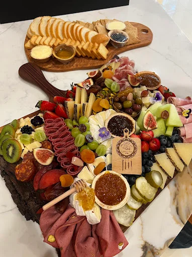 Artisan charcuterie board with assorted meats and cheeses
