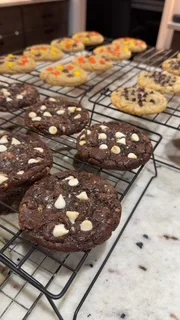 Assorted cookies including chocolate chip and oatmeal varieties