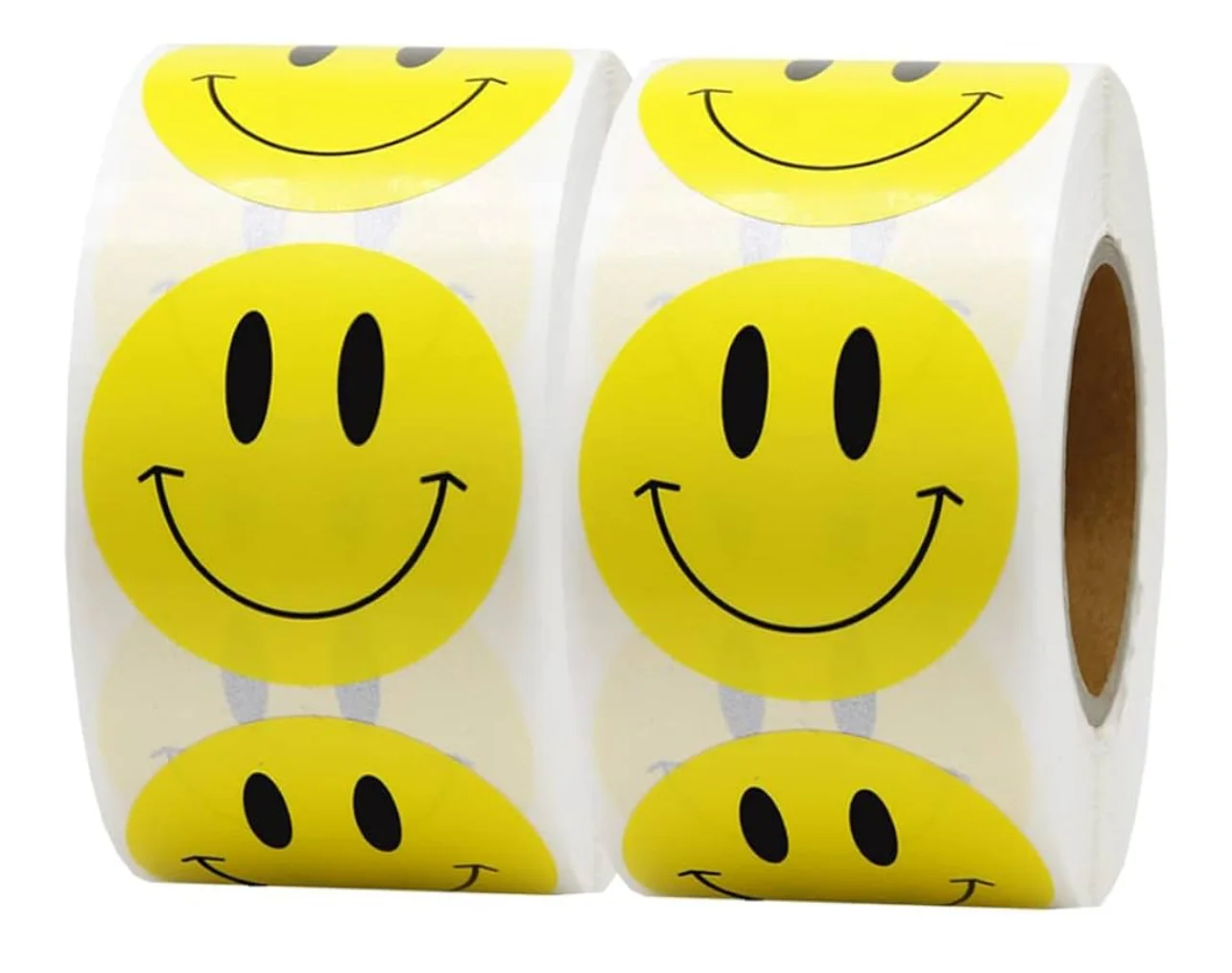 Roll of yellow smiley face stickers