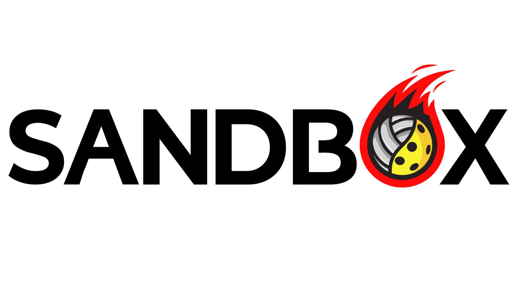 Logo of Sandbox featuring a dynamic design with flames and a ball