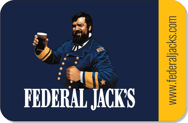 Federal Jack's logo featuring a jovial character with a beer